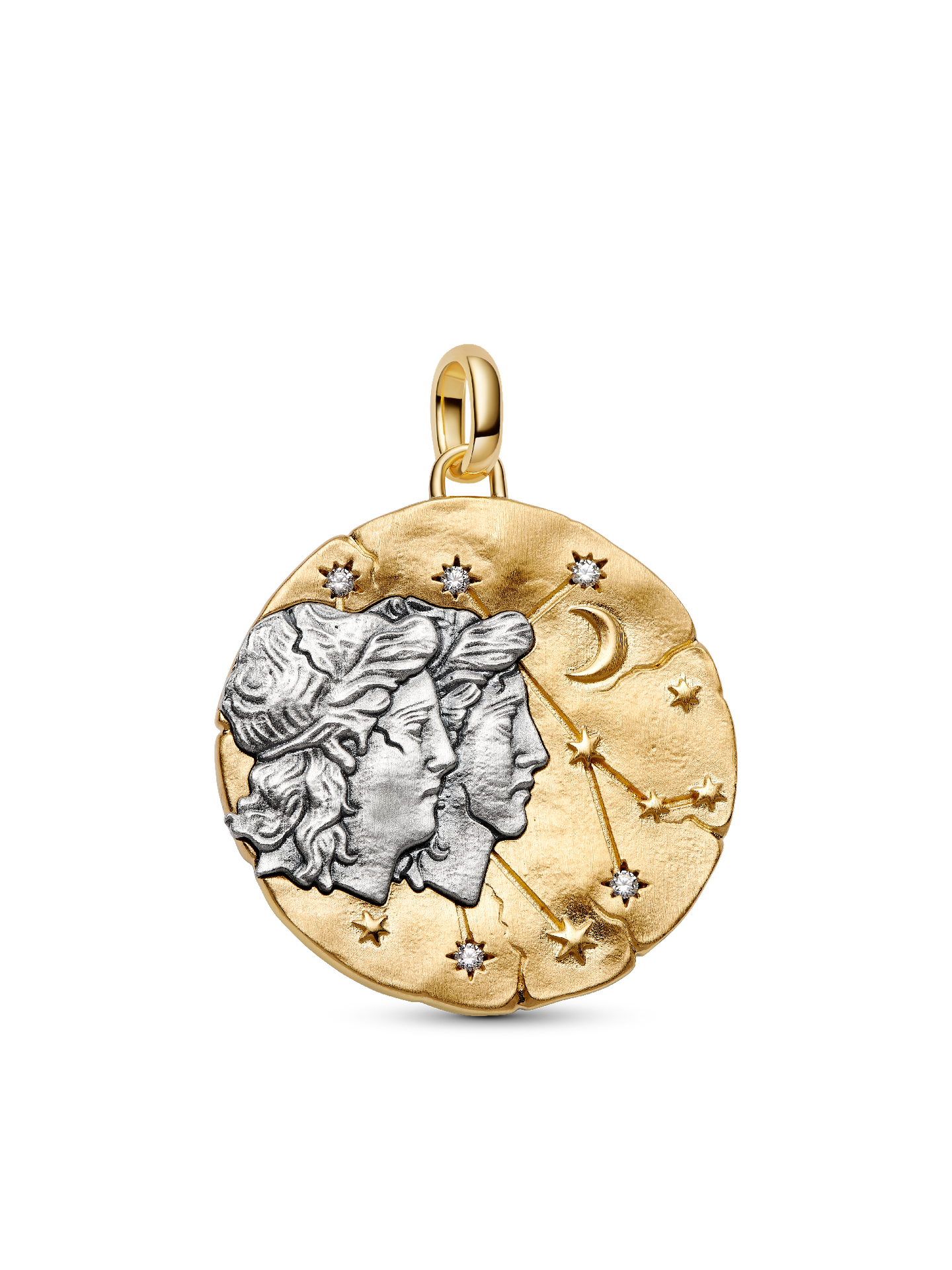 Женский шарм Pandora Gemini Zodiac Oversized Medallion Charm, цвет: Двухцветный — фото 1