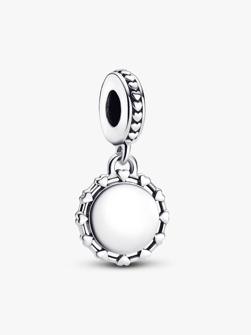 Engravable Disc & Hearts Dangle Charm