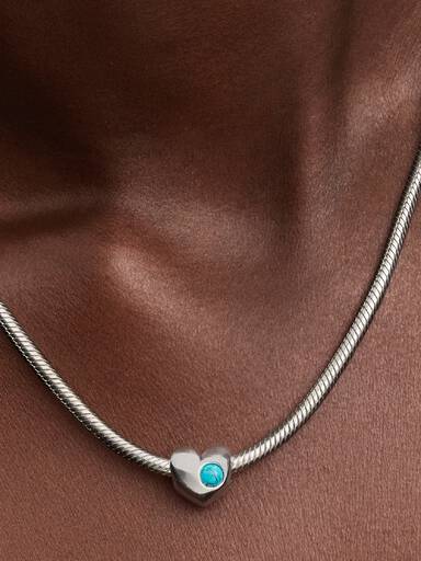 Engravable Turquoise Blue Stone Heart Charm