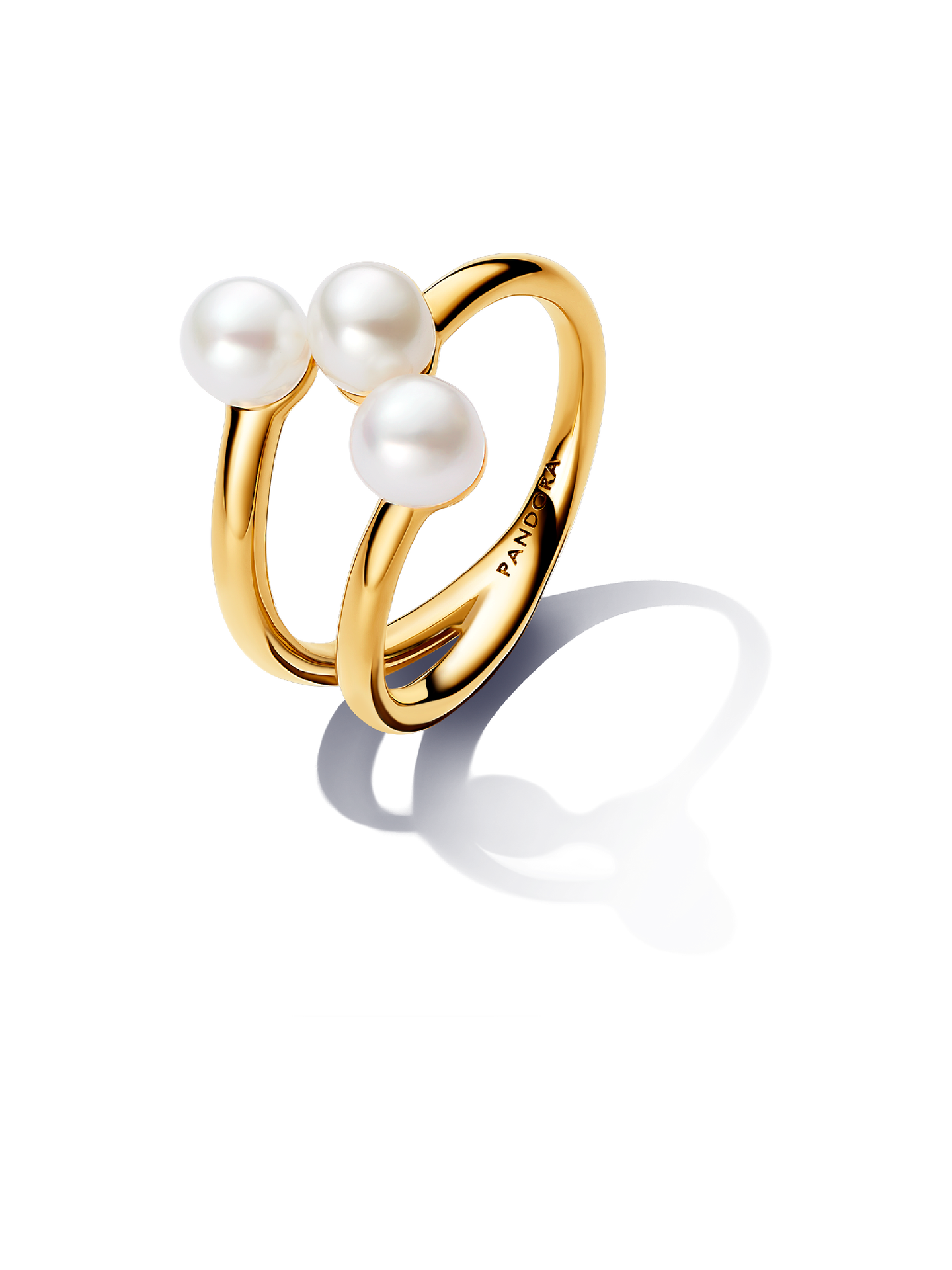 Женское кольцо Pandora Treated Freshwater Cultured Pearl Open, цвет: Позолоченный — фото 1