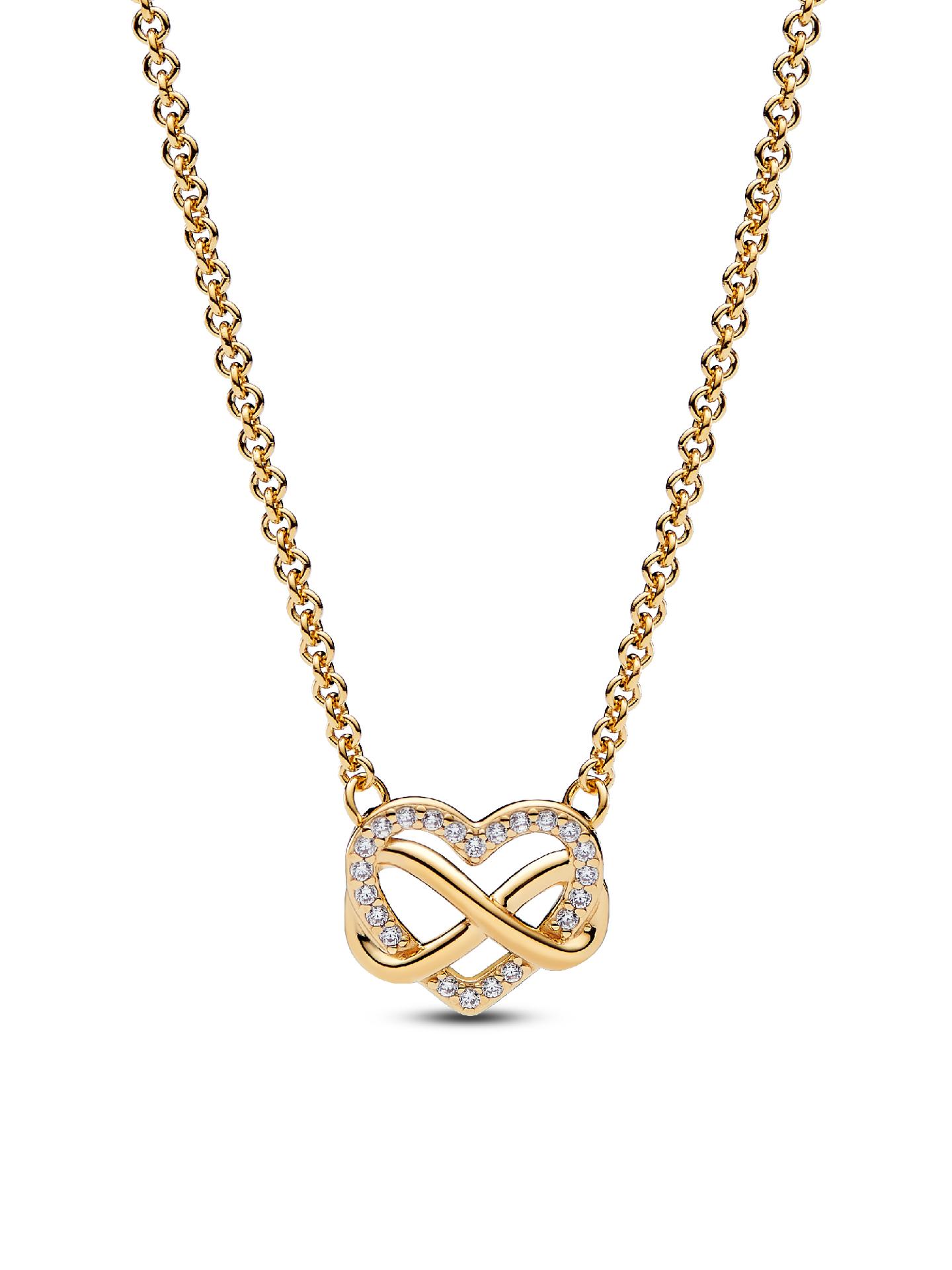 Женское колье Pandora Sparkling Infinity Heart Collier, Gold plated, цвет: Позолоченный — фото 1