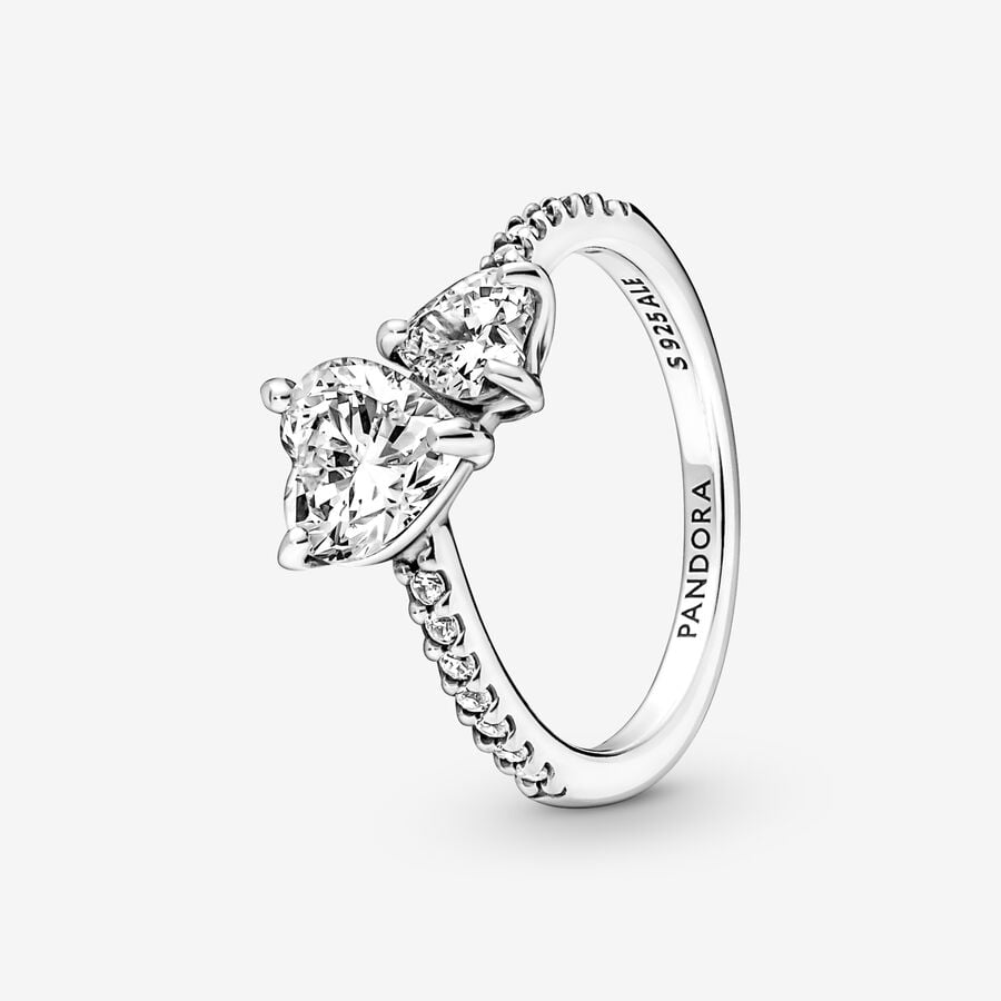 Bevestigen aan medley galop Double Heart Sparkling Ring | Sterling silver | Pandora US