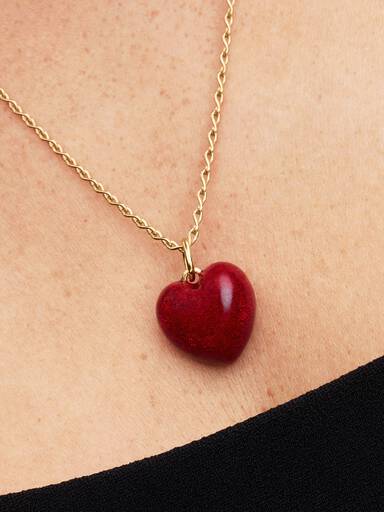 Red Puffy Heart Dangle Charm