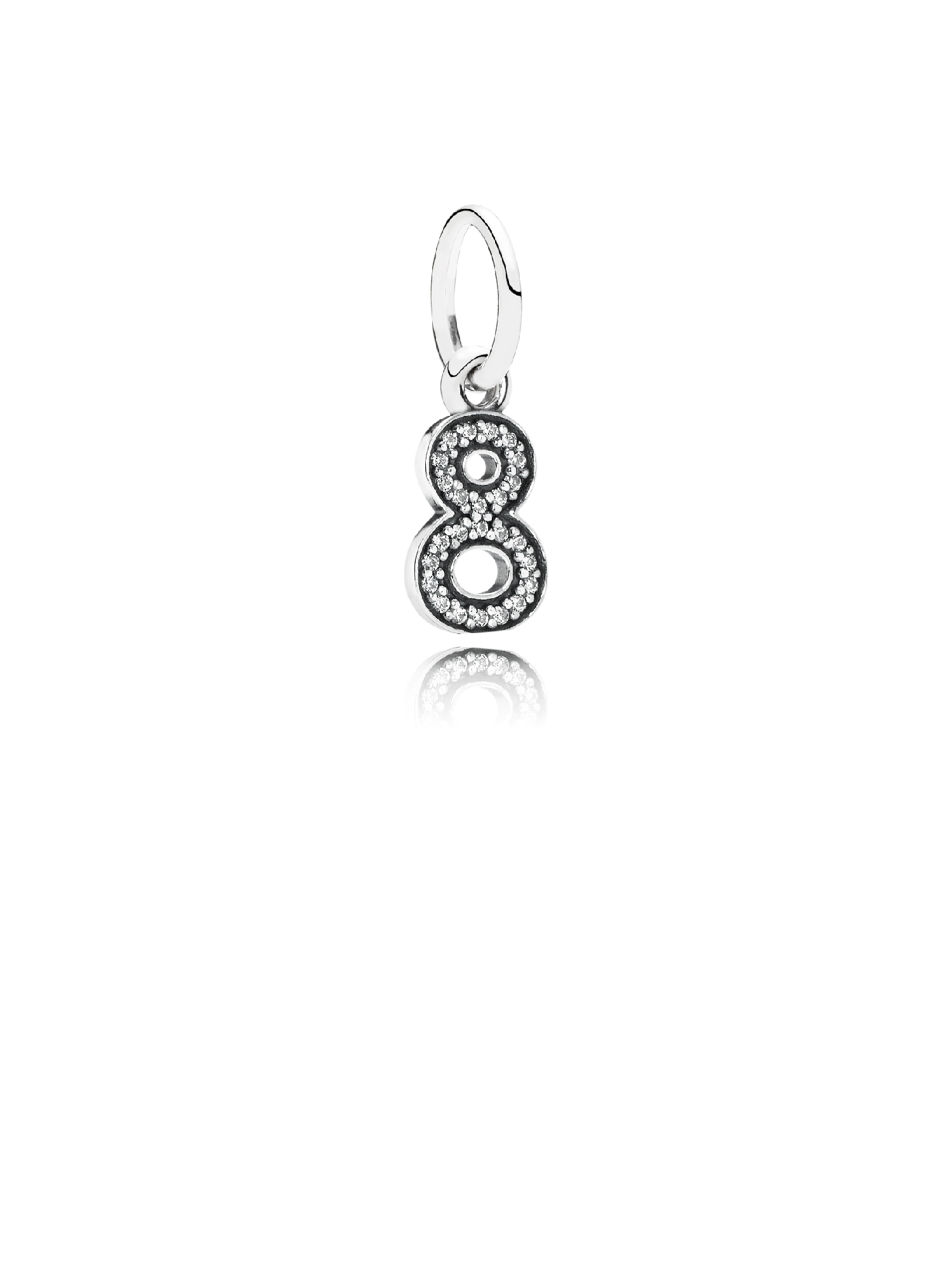 FINAL SALE - Number 8 Dangle Charm, Clear CZ