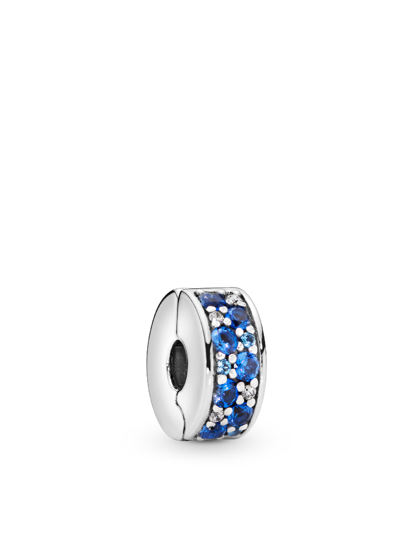 Женский шарм Pandora Blue Pavé Clip Charm, цвет: Серебро — фото 1