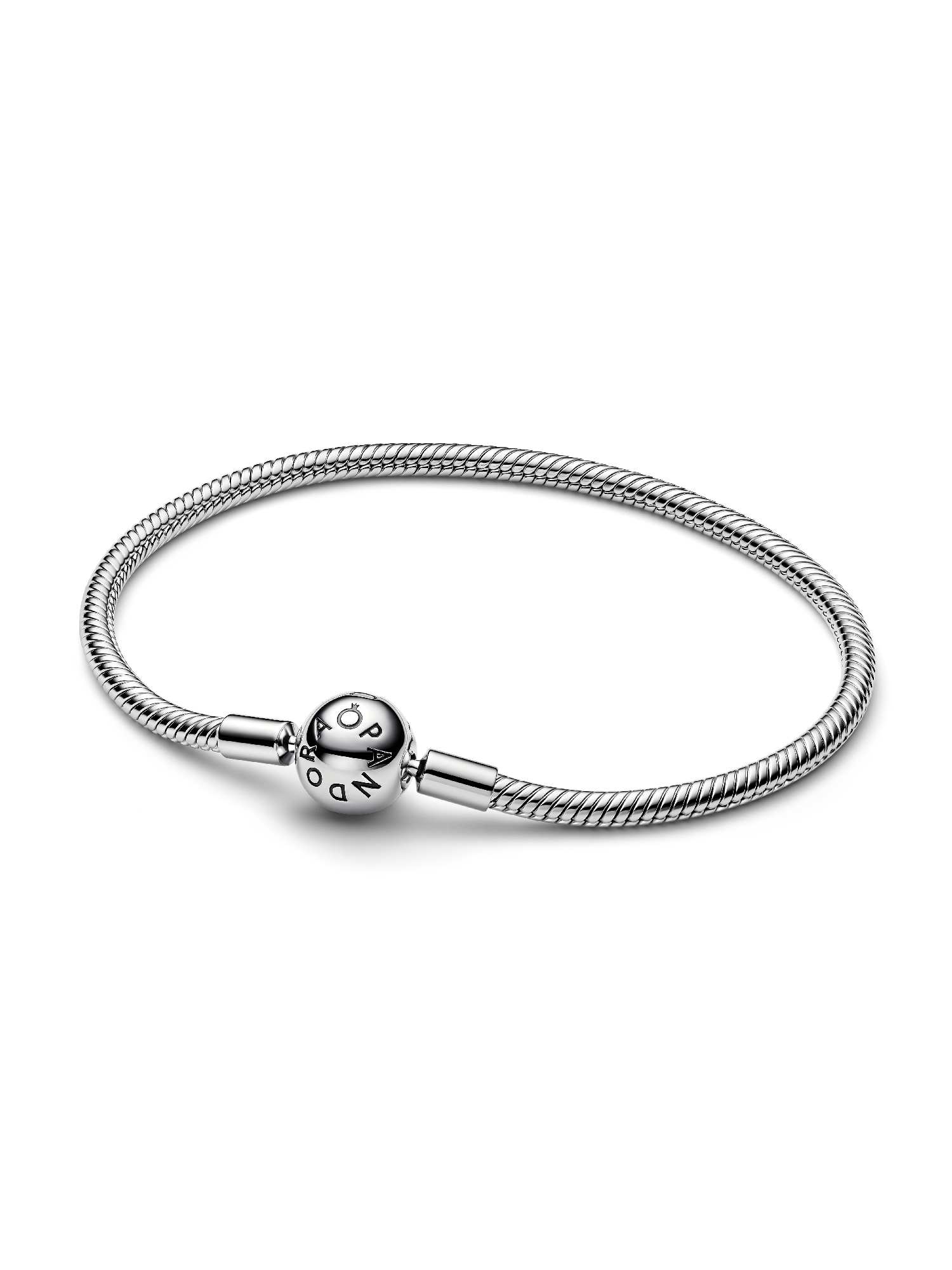 Pandora Moments Ball Clasp Snake Chain Bracelet, Platinum Plated