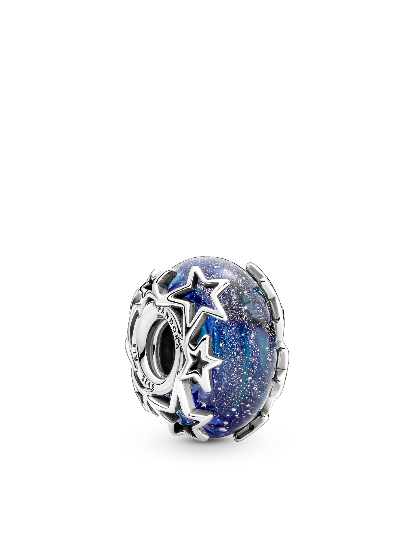 Женский шарм Pandora Galaxy Blue & Star Murano Charm, цвет: Серебро — фото 1