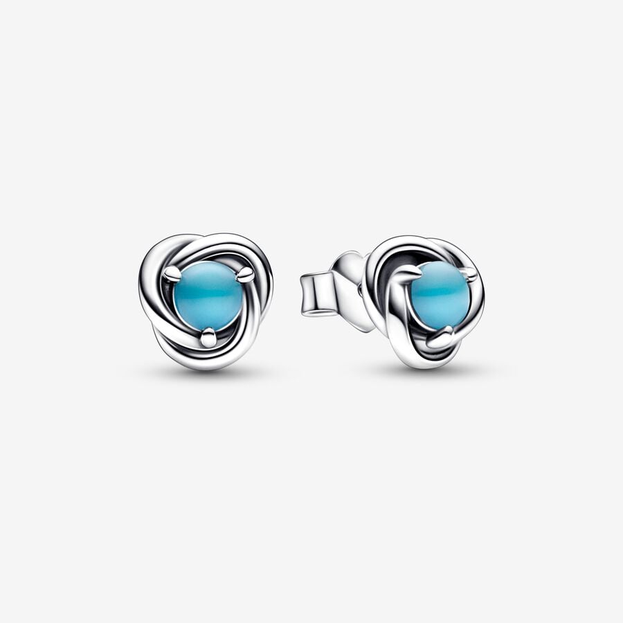 December Turquoise Blue Eternity Circle Stud Earrings image number 0