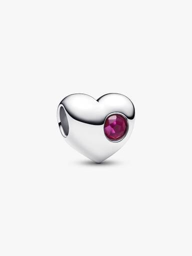 Engravable True Red Stone Heart Charm