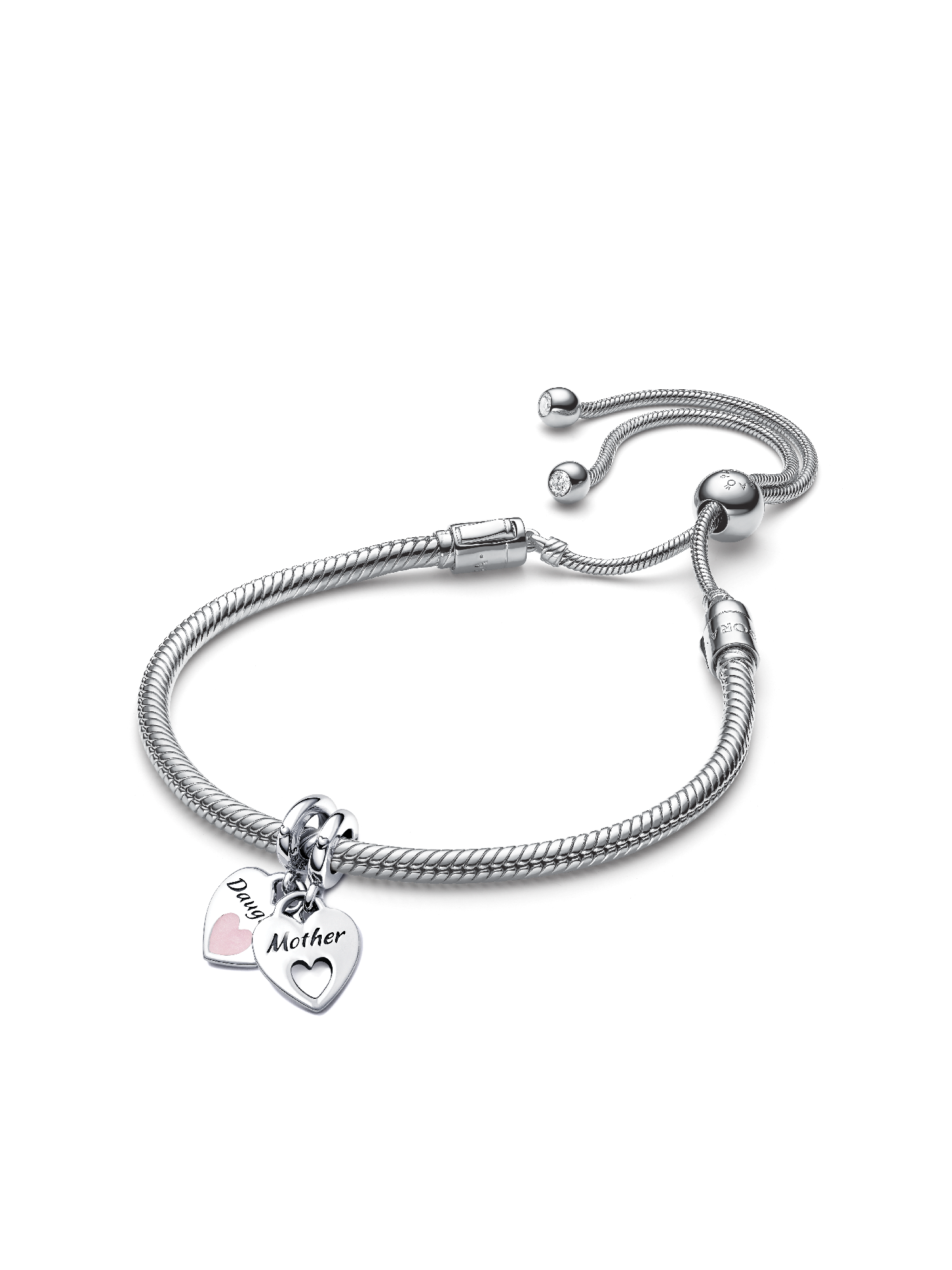 Mother Daughter Splittable Heart Charm and Bracelet Set
