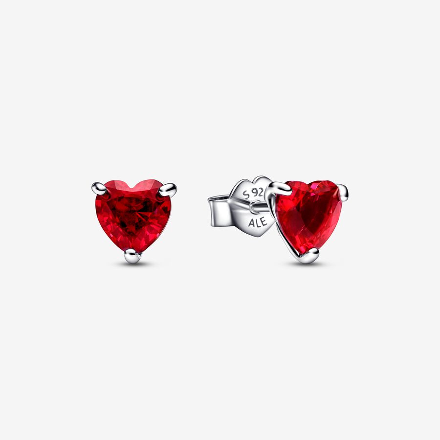 Red Heart Stud Earrings | Sterling silver | Pandora US