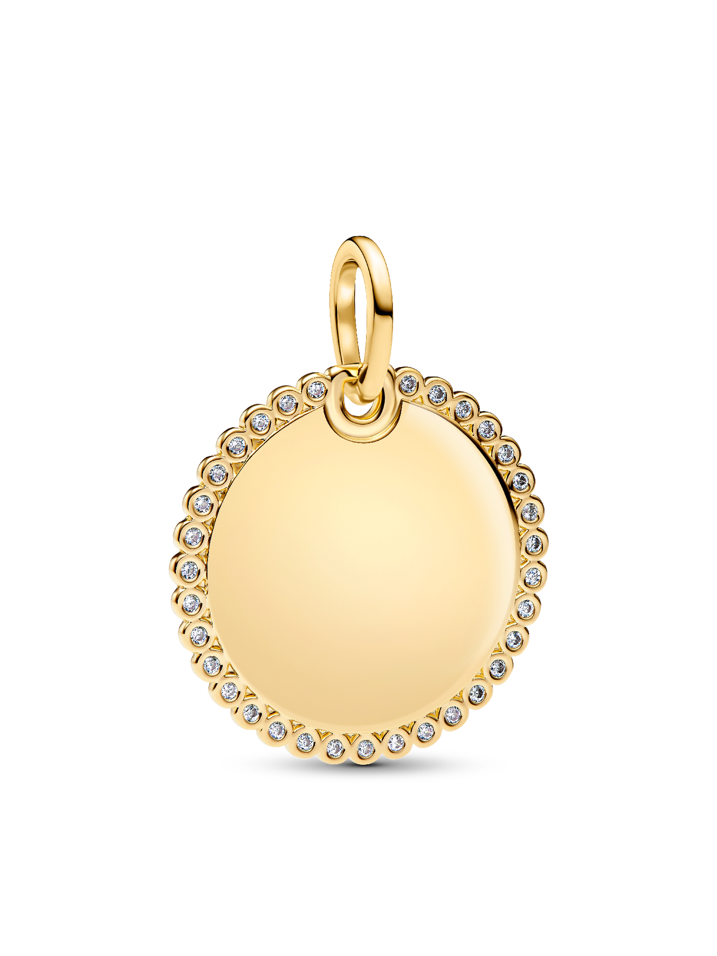 Женская подвеска Pandora Engravable Round Tag, Gold plated, цвет: Позолоченный — фото 1