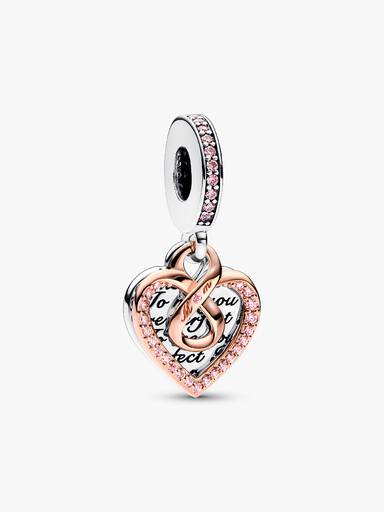Two-tone Infinity Heart Double Dangle Charm
