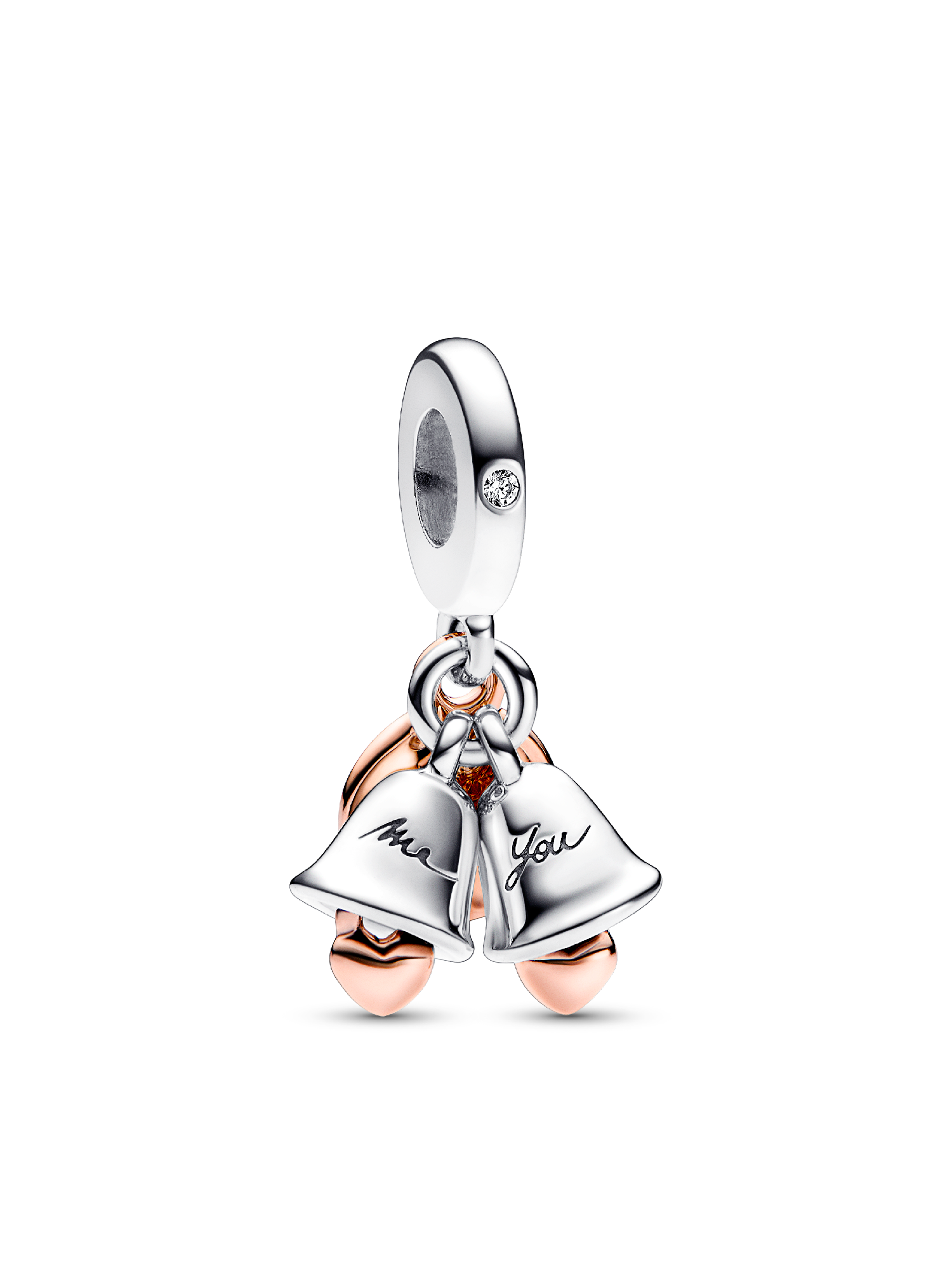 Just Married Two-Tone Wedding Bells Charm & Bracelet Set