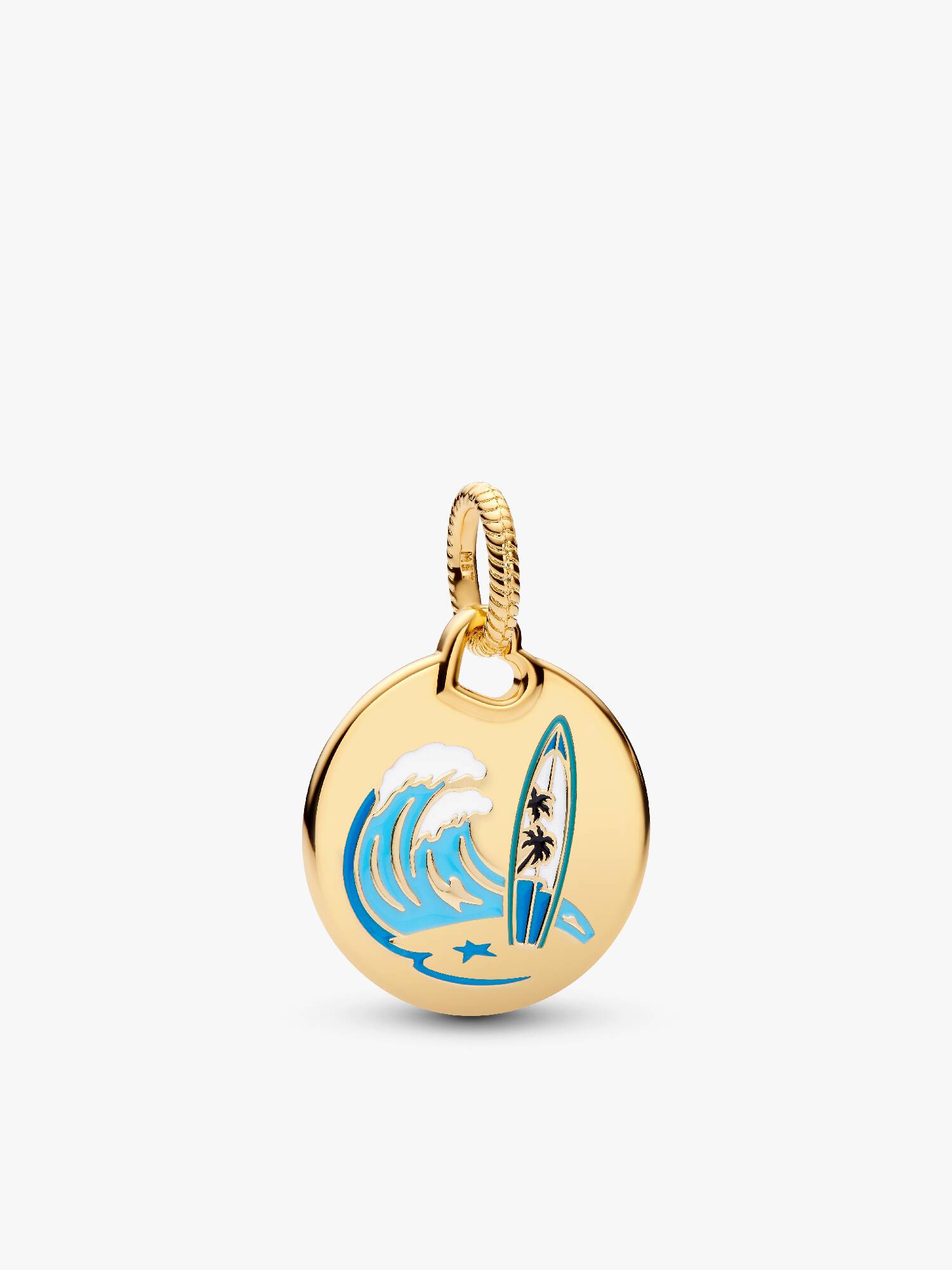 Surfing Round Tag Dangle Charm