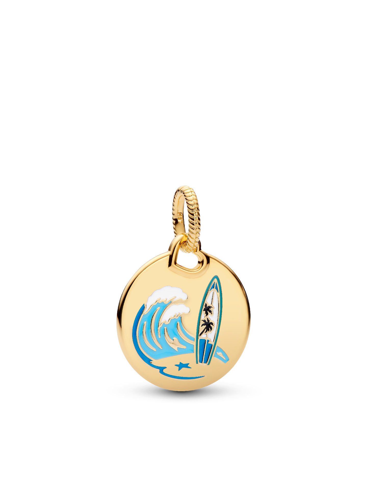 Женский шарм Pandora Surfing Round Tag Dangle Charm, цвет: Позолоченный — фото 1
