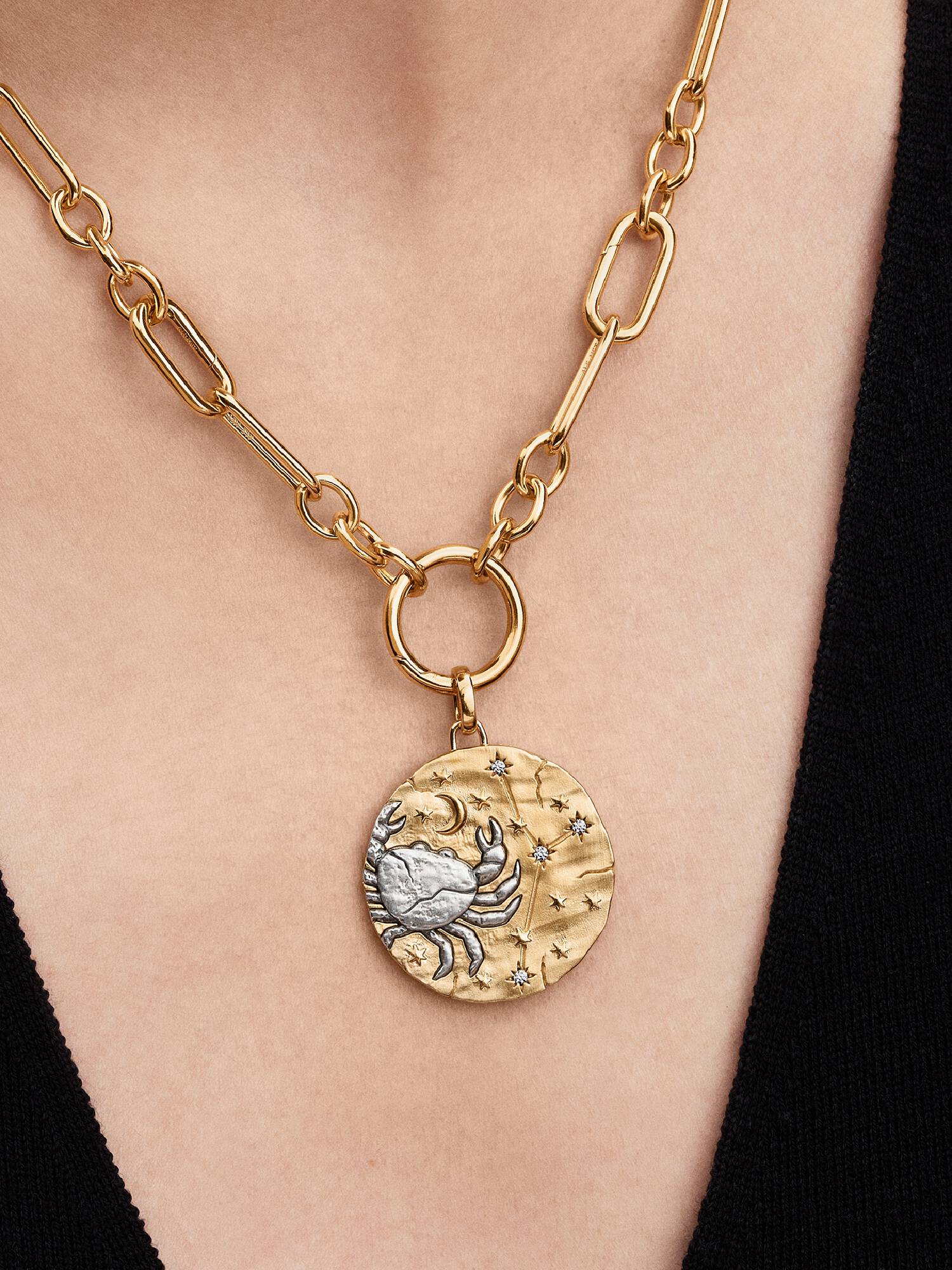 Cancer Zodiac Oversized Medallion Charm