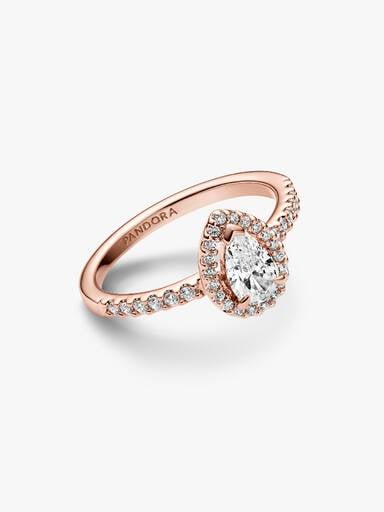 Sparkling Pear Halo Ring