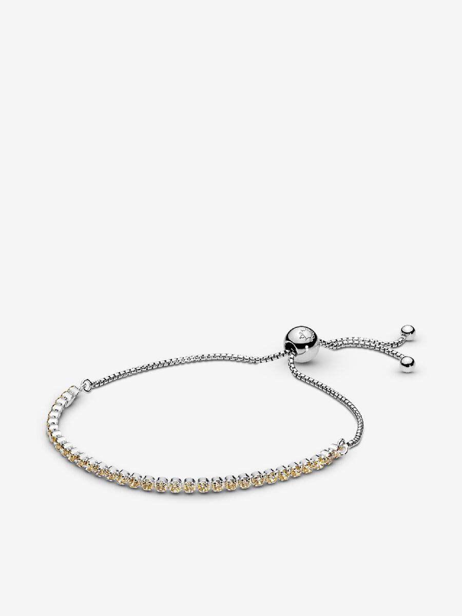 Golden Sparkling Strand Bracelet, Golden-Colored CZ