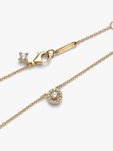 Round Pavé Halo Pendant Necklace