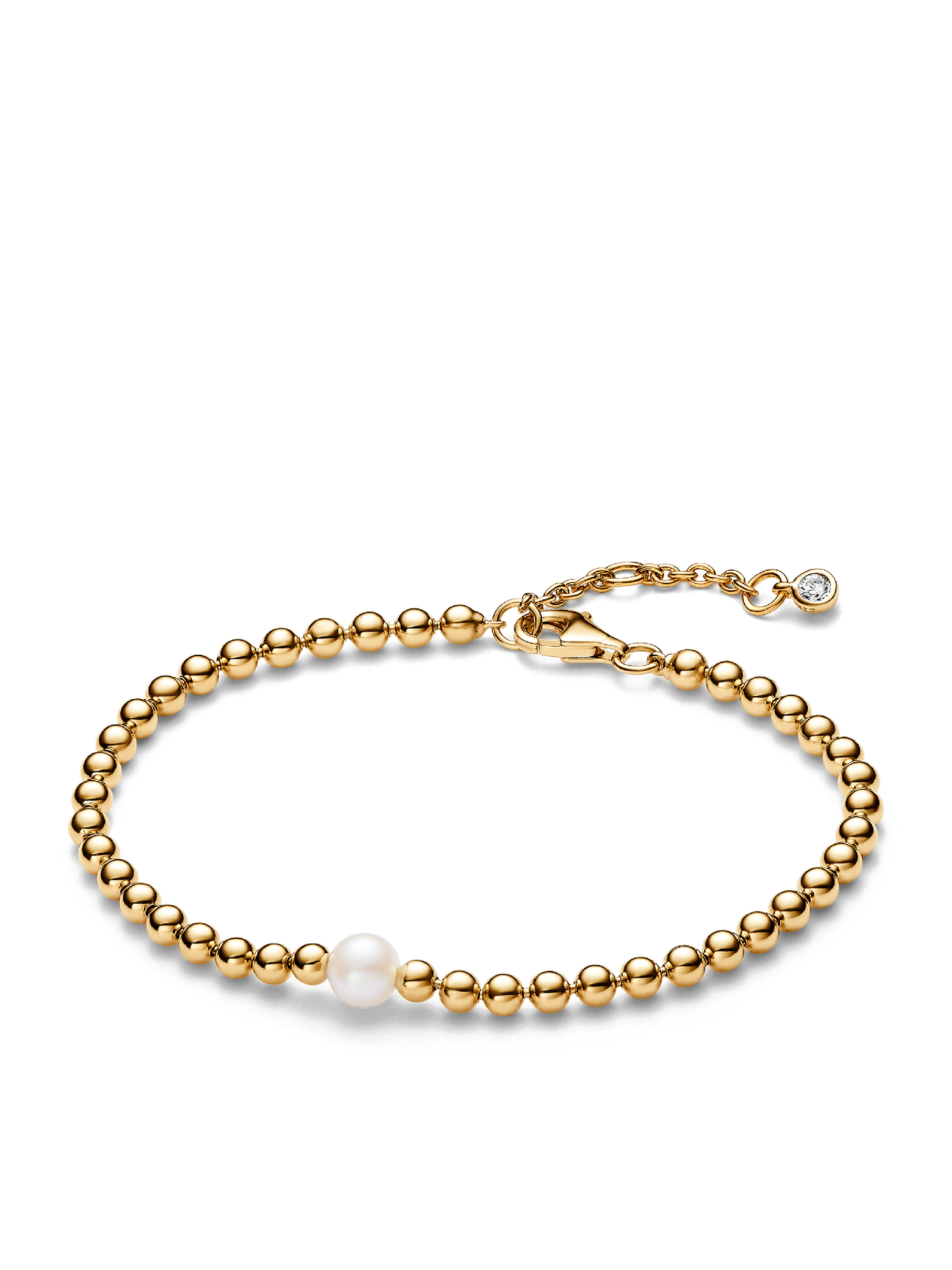 Женский браслет Pandora Treated Freshwater Cultured Pearl & Beads, Gold plated, цвет: Позолоченный — фото 1
