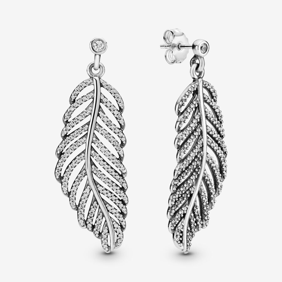 FINAL SALE - Shimmering Feather Dangle Earrings image number 0