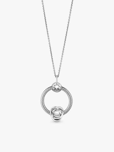 April Birthstone Eternity Circle O Pendant Set