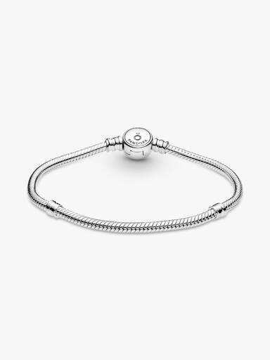 Pandora Moments Sparkling Blue Disc Clasp Snake Chain Bracelet