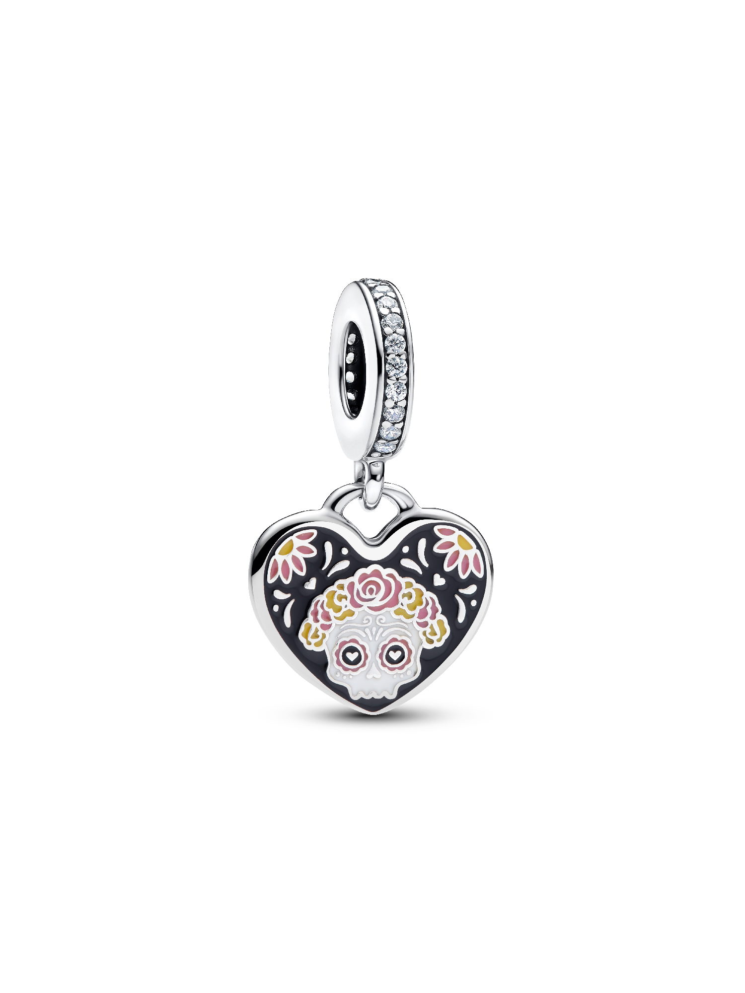 Day of the Dead Sugar Skull Heart Dangle Charm