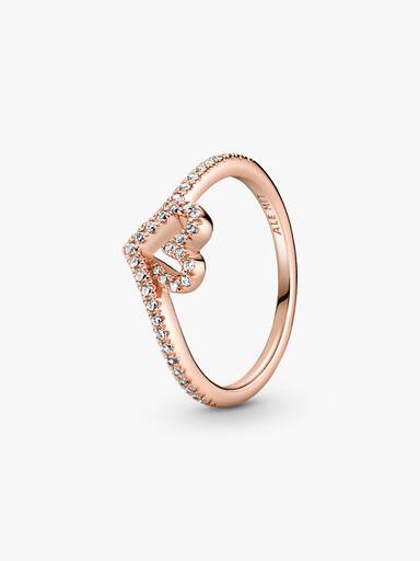 Sparkling Wishbone Heart Ring