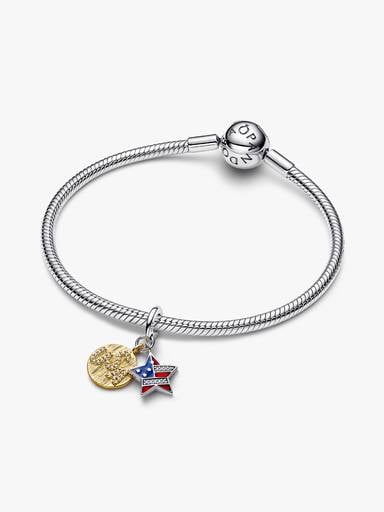 USA Flag Star Double Dangle Charm