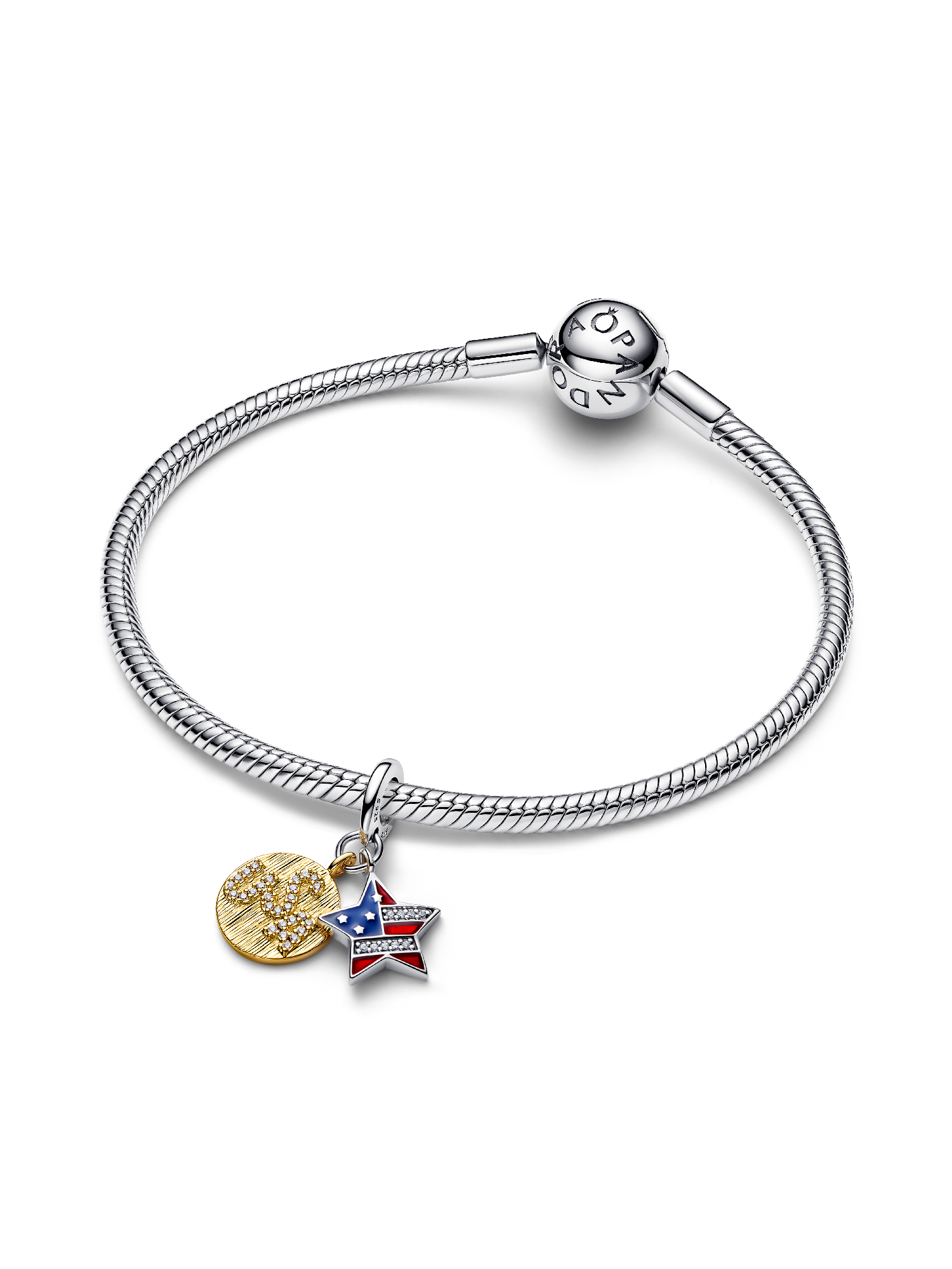USA Flag Star Double Dangle Charm
