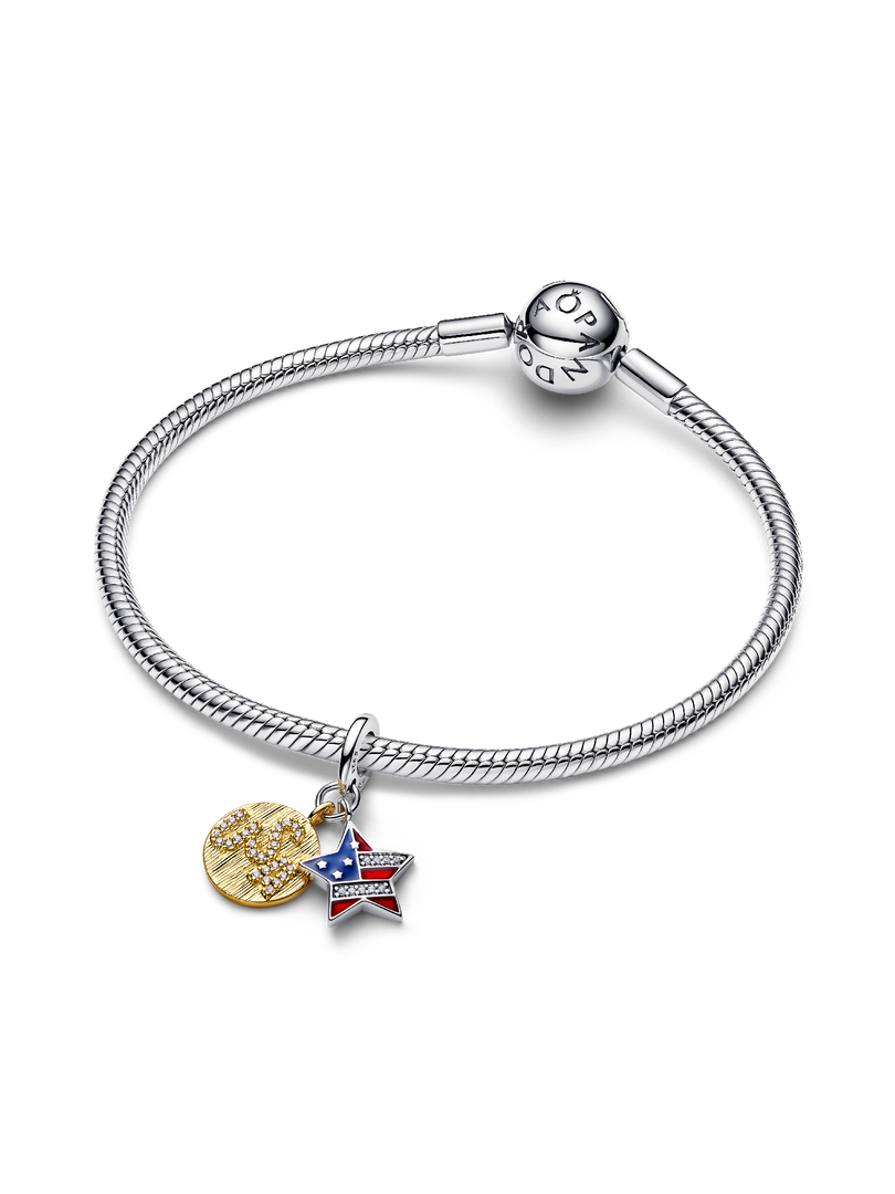 USA Flag Star Double Dangle Charm