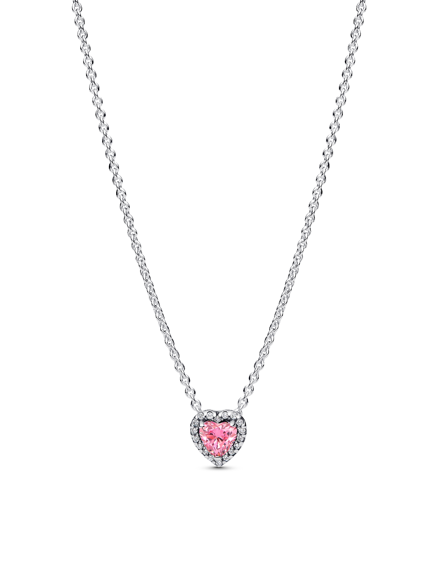 Женское колье Pandora Pink Elevated Heart, цвет: Серебро — фото 1