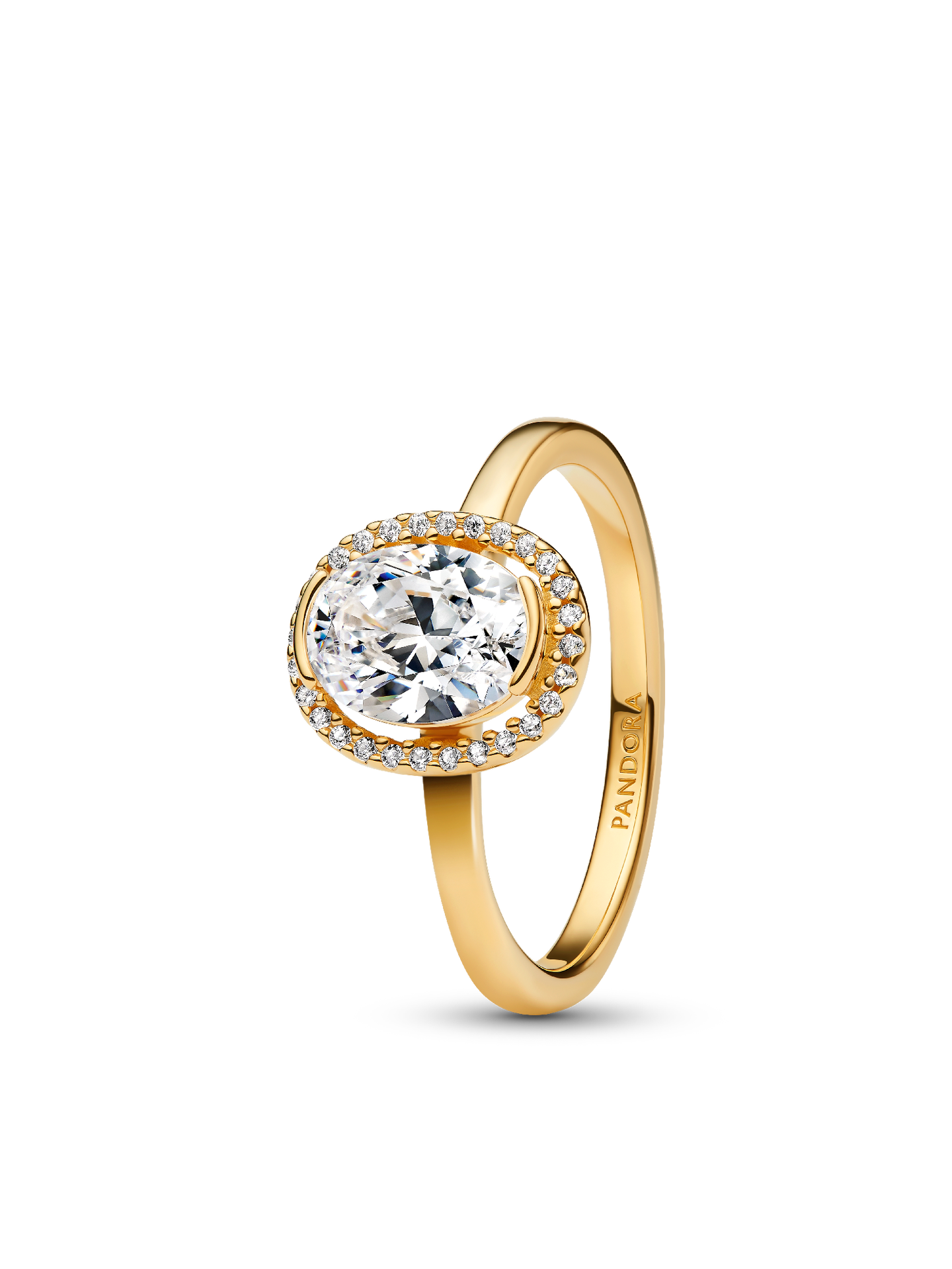 Женское кольцо Pandora Oval Sparkling Halo, цвет: Позолоченный — фото 1