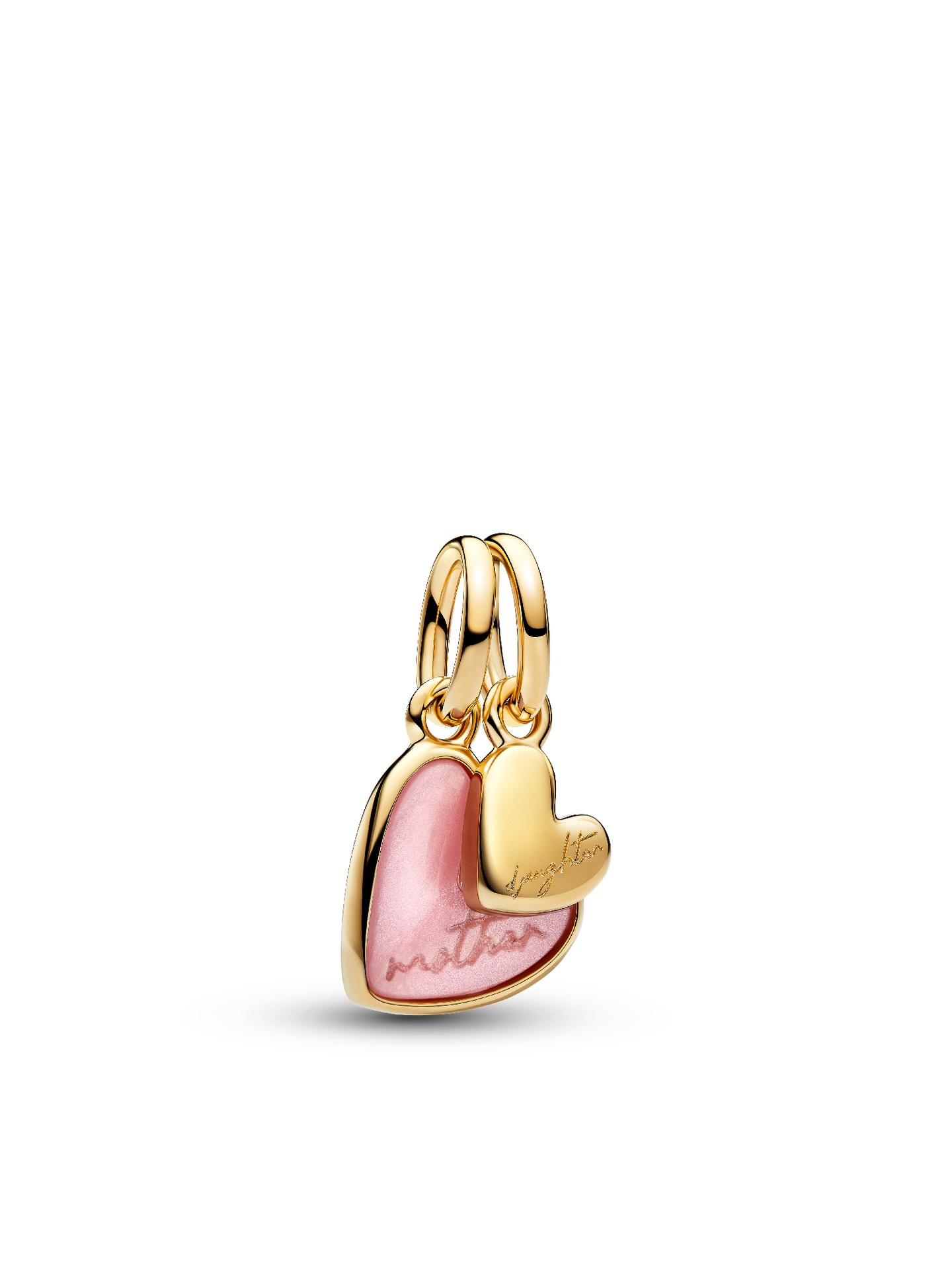 Женский шарм Pandora Pink Mother & Daughter Splittable Dangle Charm, цвет: Позолоченный — фото 1