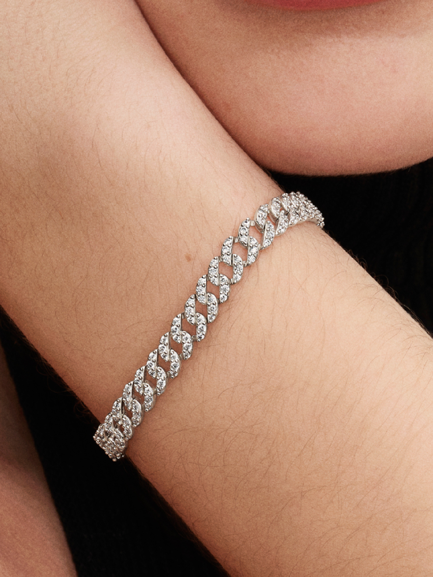Женский браслет Pandora Pavé Cuban Chain, Sterling silver, цвет: Серебро — фото 3
