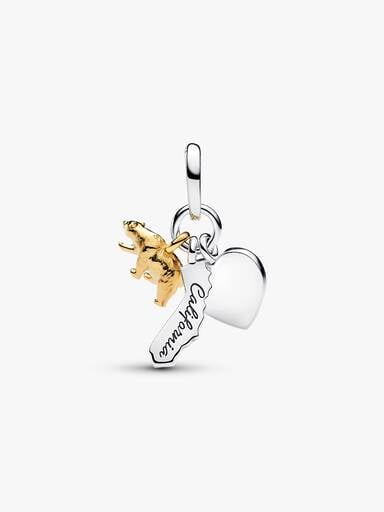 California Symbols & Engravable Heart Tag Triple Dangle Charm