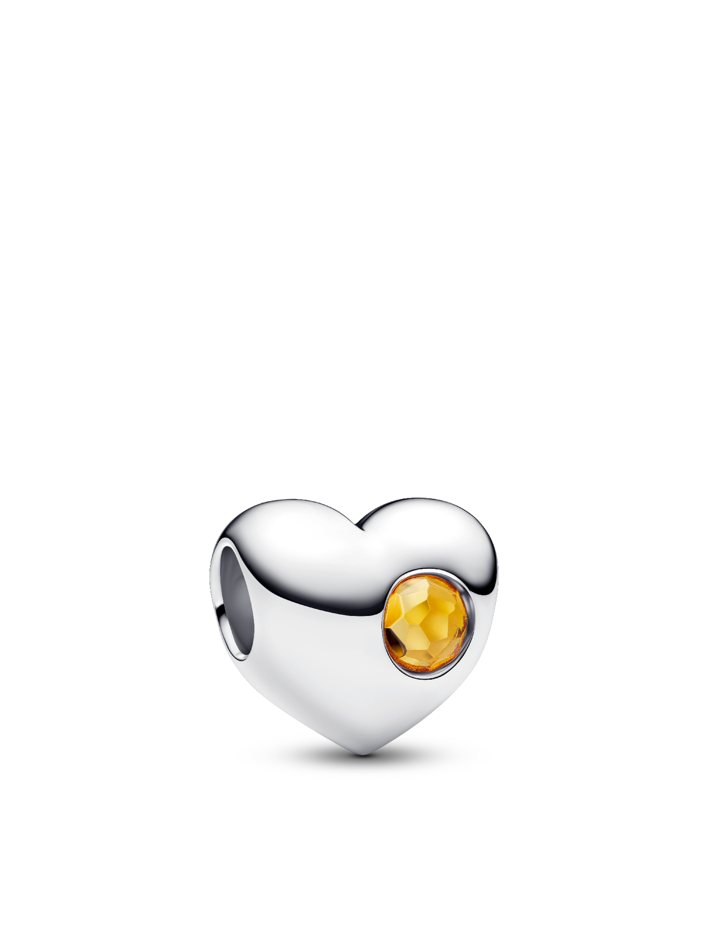 Женский шарм Pandora November Engravable Honey Stone Heart Charm, цвет: Серебро — фото 1