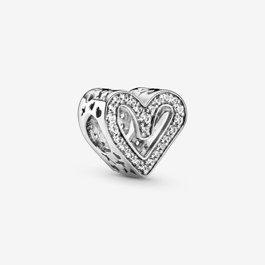 Minefelt At blokere italiensk Sparkling Freehand Heart Charm | Sterling silver | Pandora US