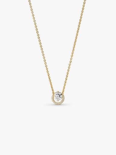 Sparkling Round Halo Pendant Collier Necklace