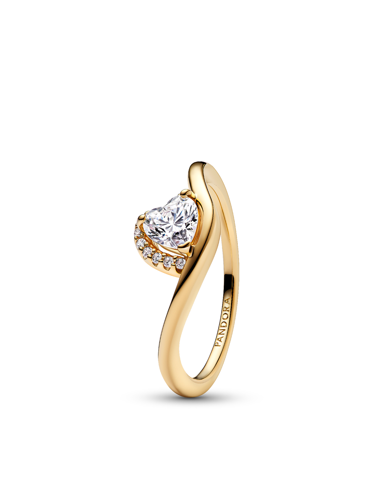 Женское кольцо Pandora Wavy Heart, цвет: Позолоченный