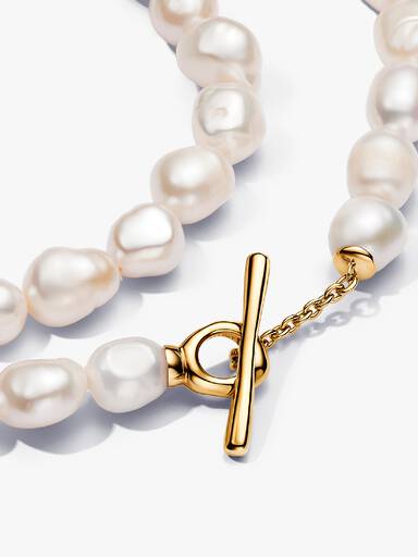 Baroque Treated Freshwater Cultured Pearls T-bar Collier Necklace
