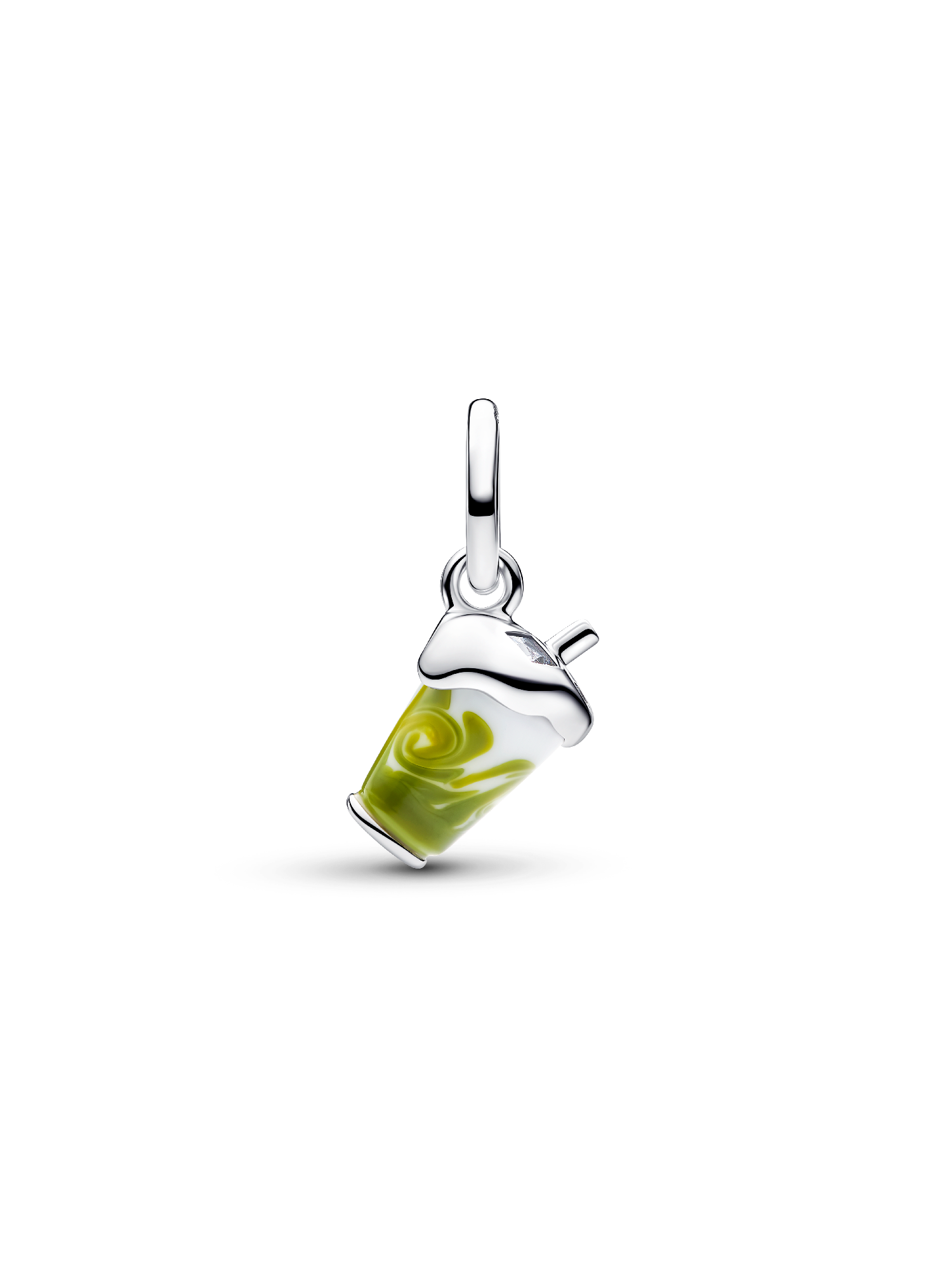 Iced Matcha Latte Murano Glass Dangle Charm | Pendant | Sterling