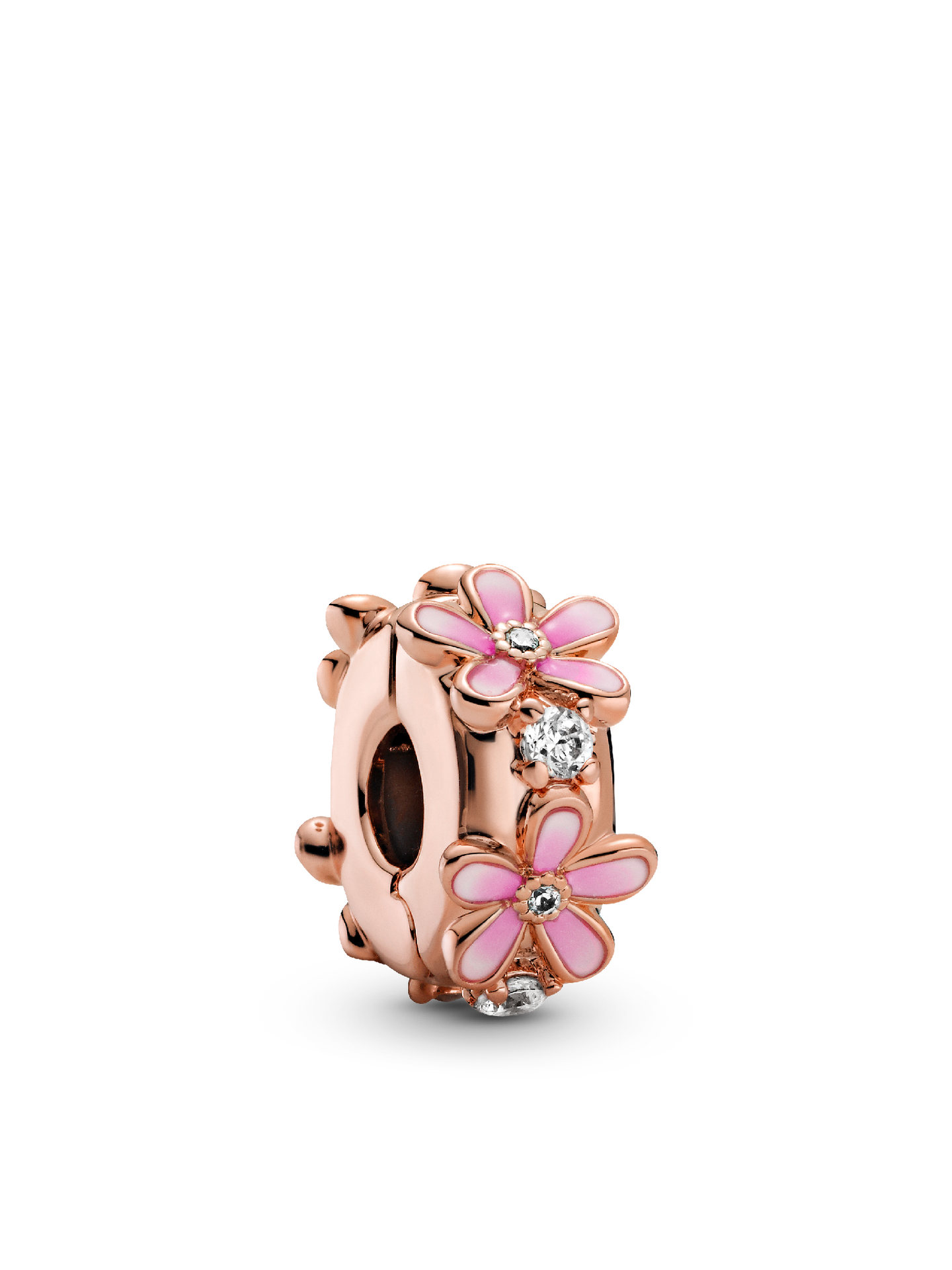 Женский шарм Pandora Pink Daisy Spacer Clip Charm, цвет: Покрытие розовым золотом — фото 1
