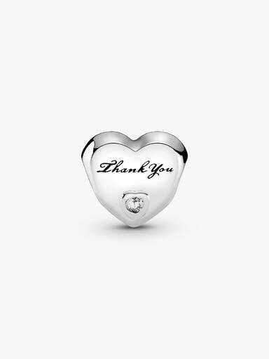 FINAL SALE - Polished Thank You Heart Charm