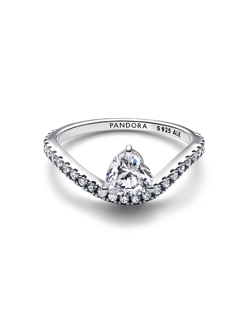 Wavy Pavé Heart Ring