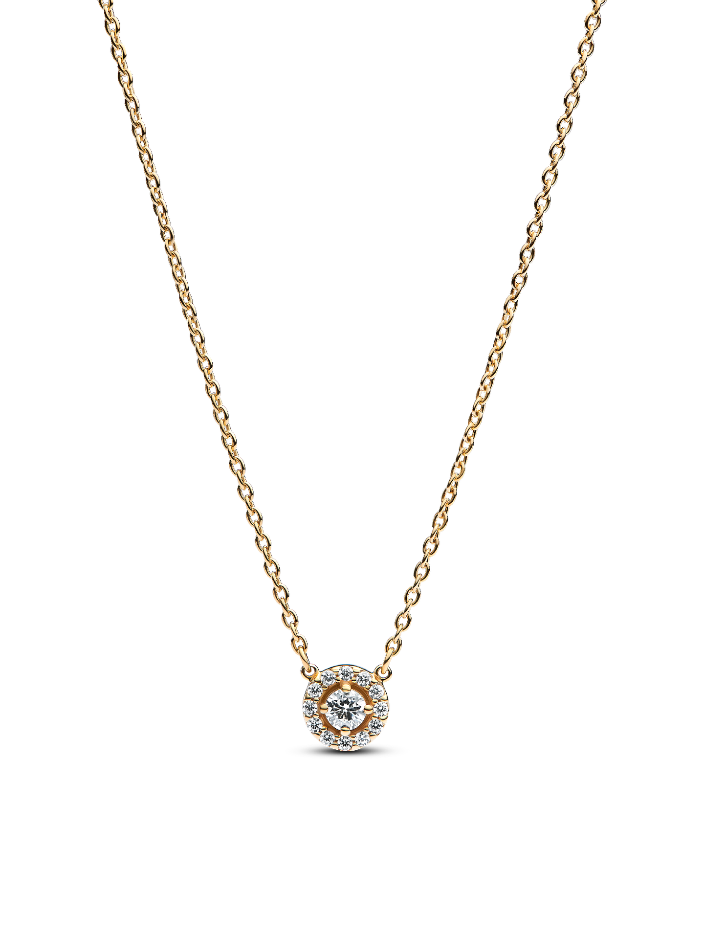 Женское колье Pandora Round Pavé Halo Pendant, цвет: Позолоченный — фото 1