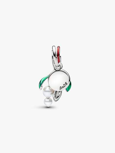 Mistletoe Dangle Charm, Platinum Plated