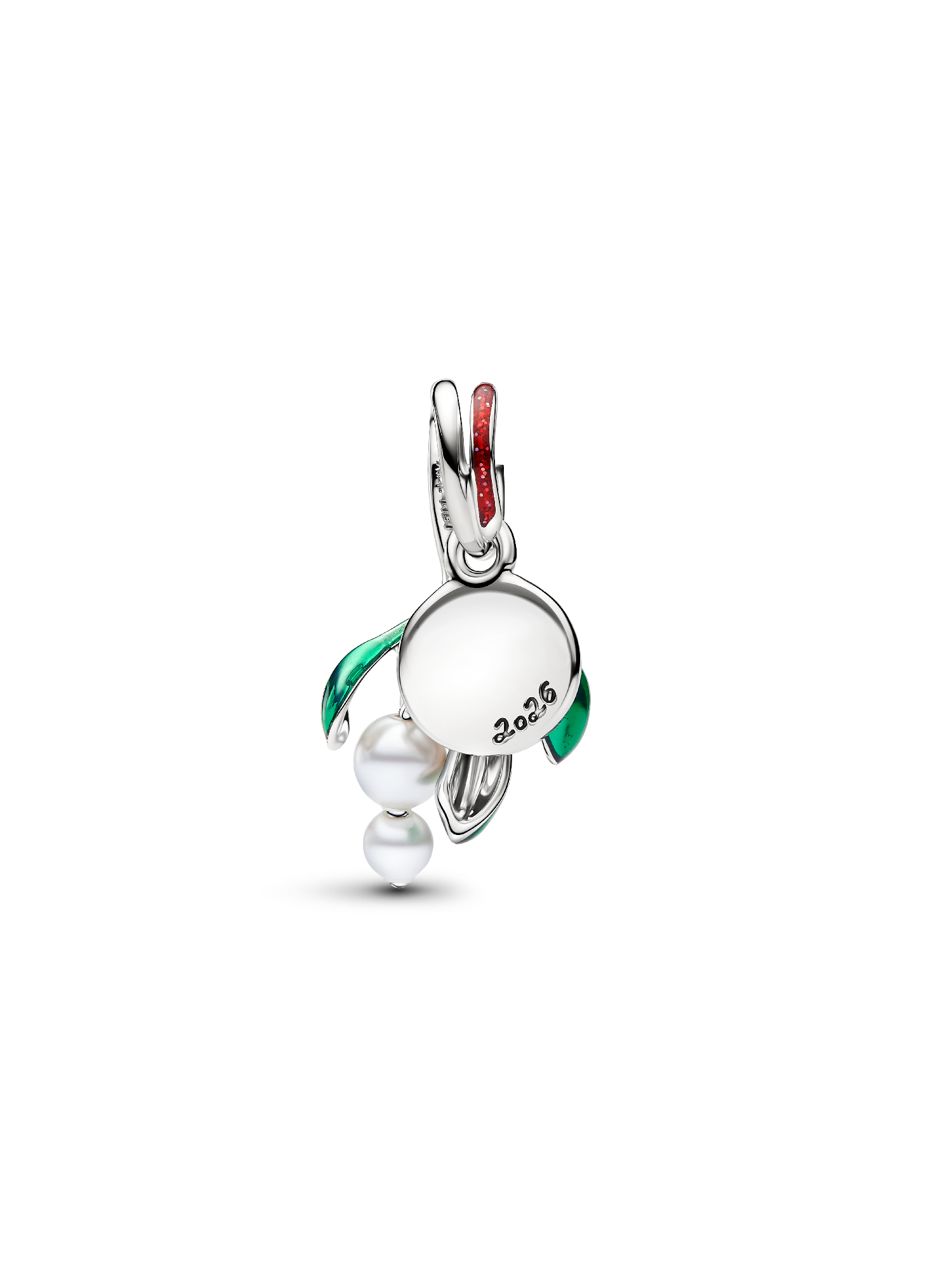 Mistletoe Dangle Charm, Platinum Plated